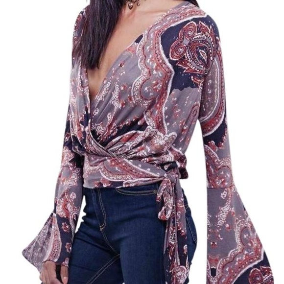 Free People Fiona Bell Sleeve Wrap Top - Picture 4 of 4